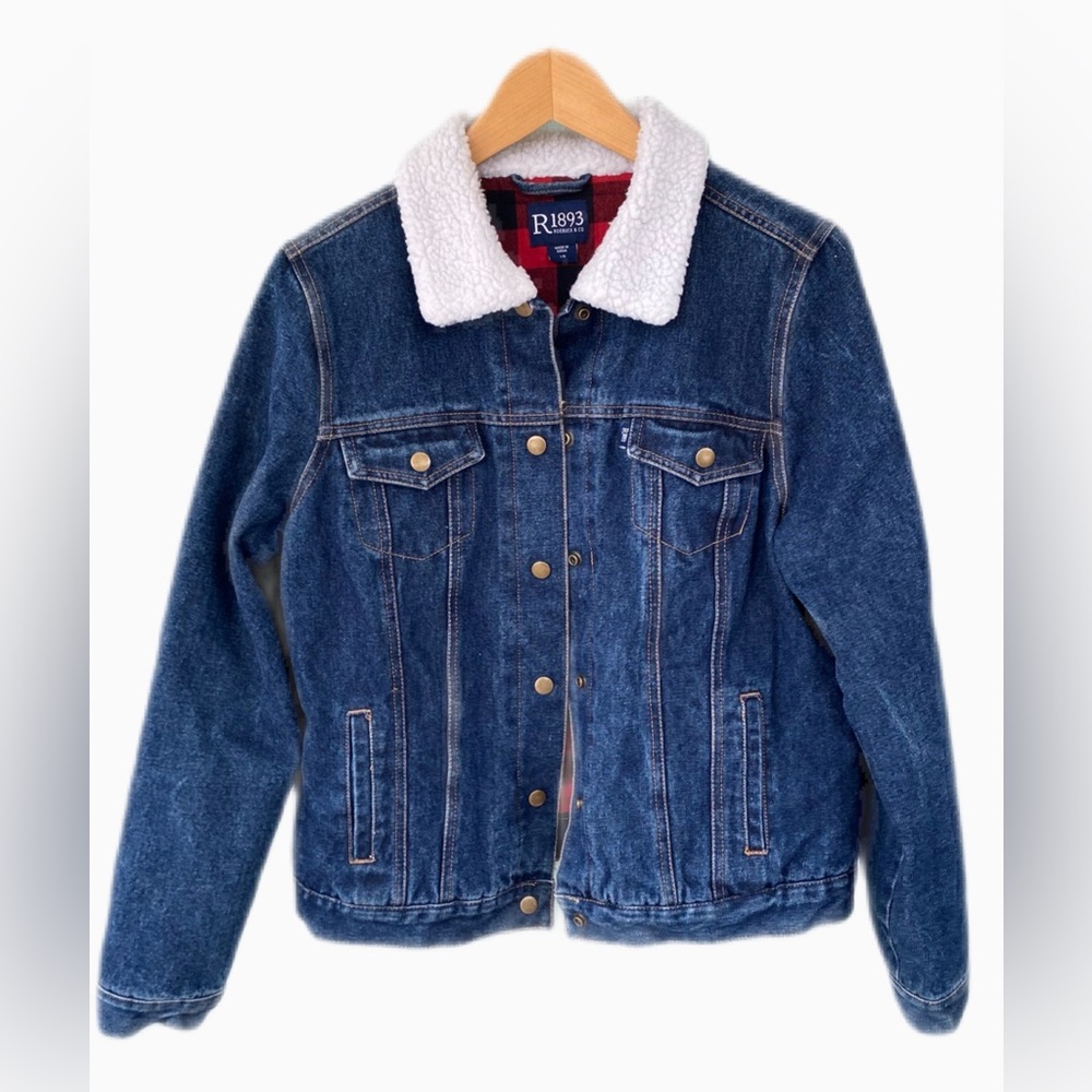 Vintage Roebuck & Co Warm Denim Jacket with Sherpa style Collar - Large